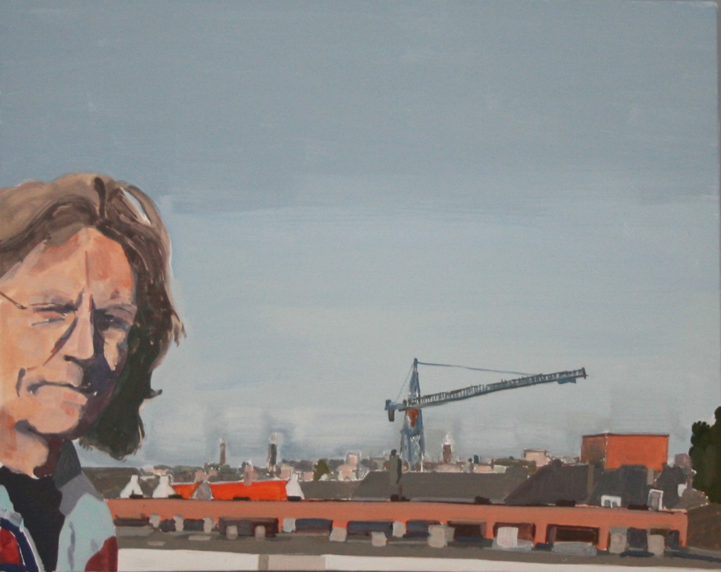 Sander op het dak, gouache op doek, 2008